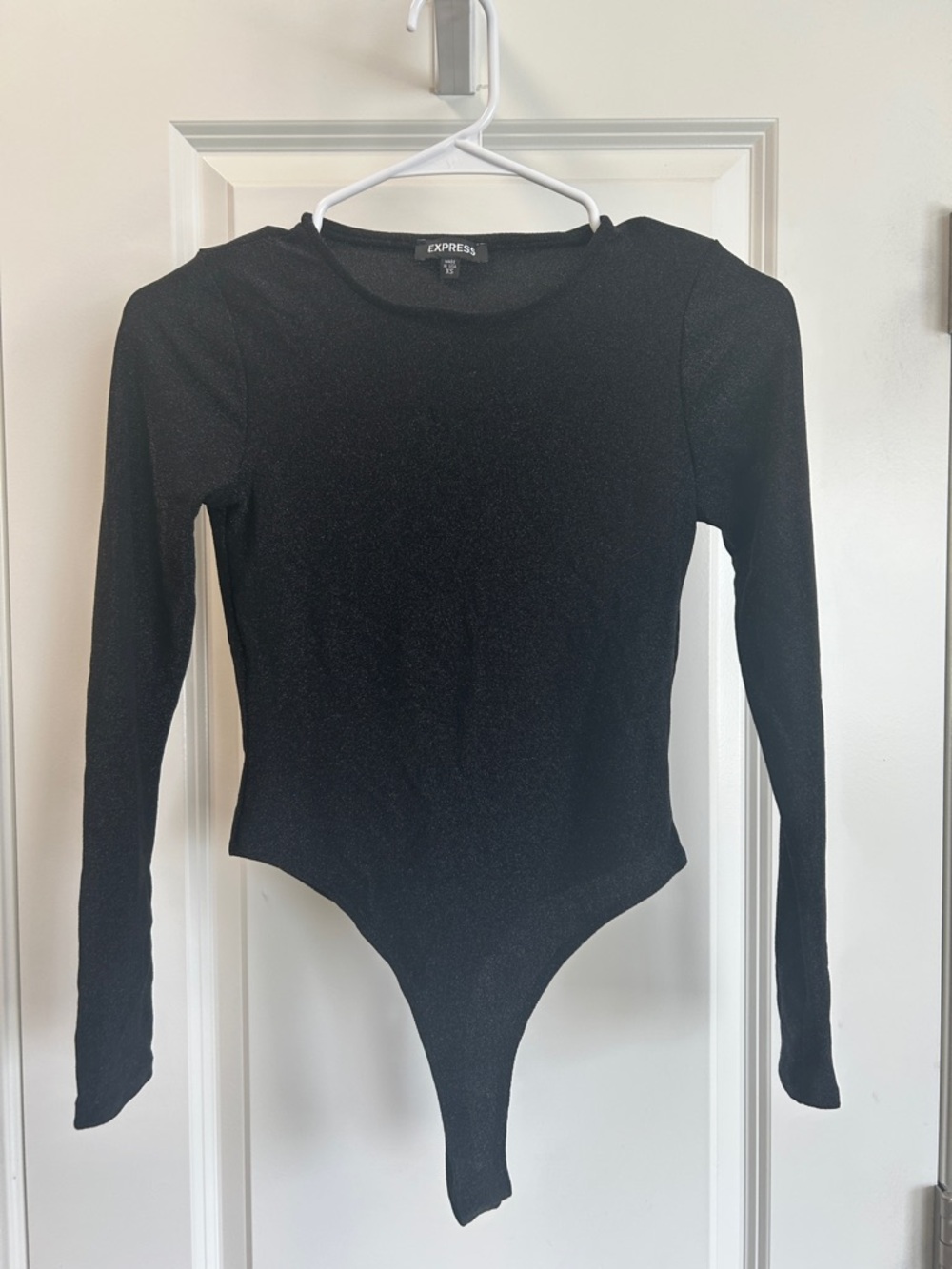 Express Black Sparkle Long-Sleeve Bodysuit